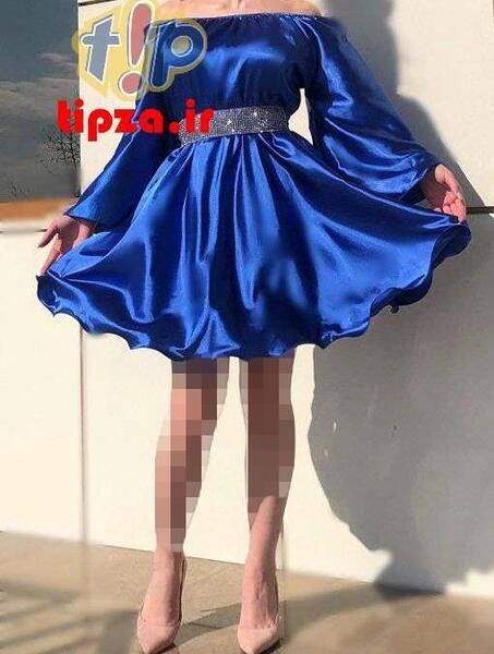 عکس لباس مجلسی آبی یخی