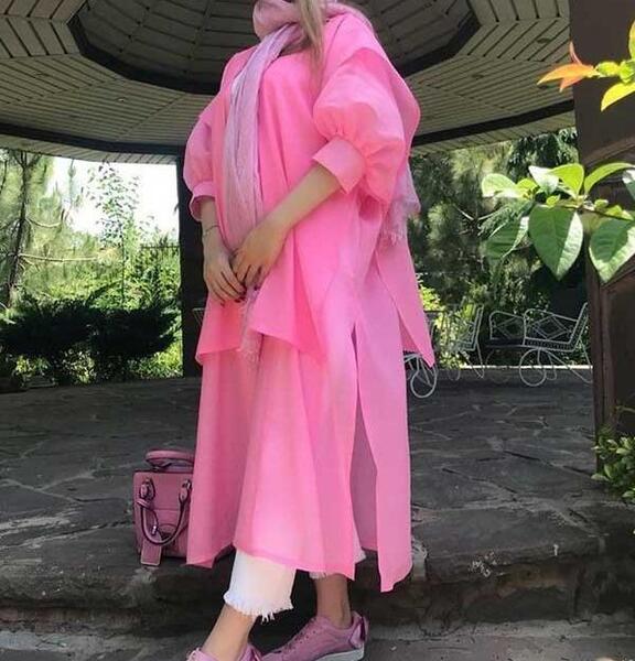 عکس ست لباس صورتی مشکی دخترانه