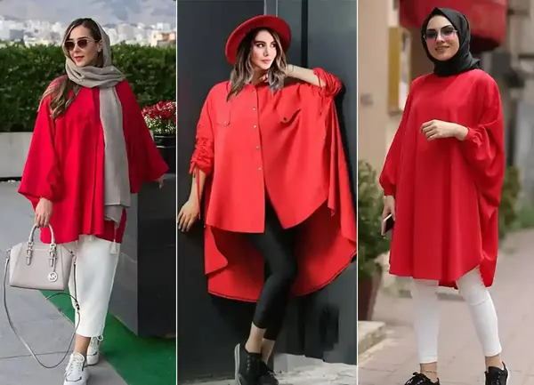 عکس مدل مانتو قرمز شیک