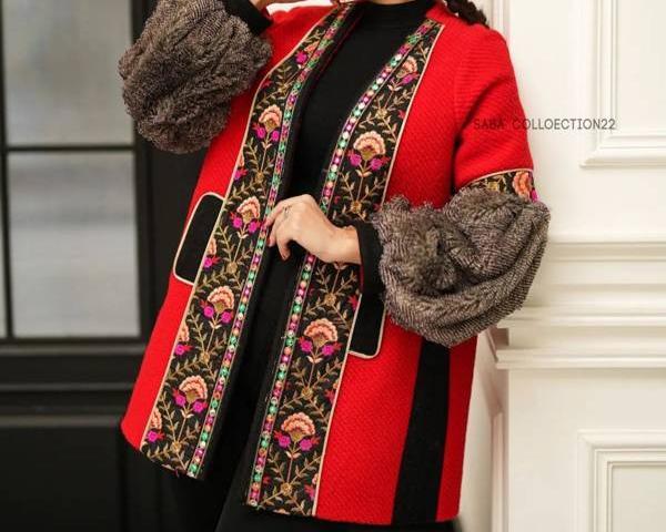 عکس مدل مانتو قرمز مشکی