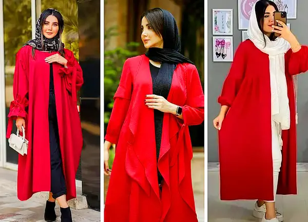 عکس مدل مانتو قرمز بلند
