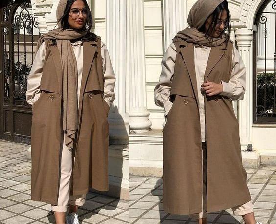 عکس مدل مانتو قهوه ای روشن