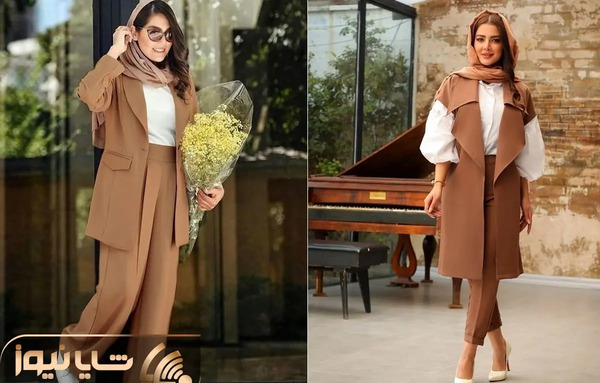 عکس مدل مانتو قهوه ای کوتاه