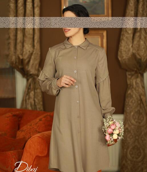 عکس مدل مانتو قهوه ای و کرم