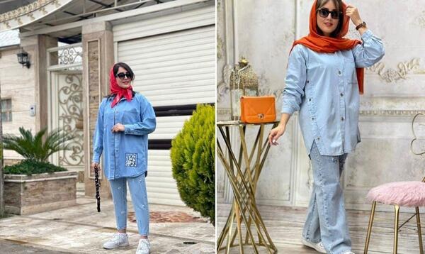 عکس اسپرت دخترانه ست مانتو لی با شلوار و شال