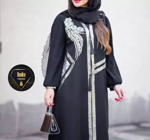 عکس مدل مانتو کرپ حریر مشکی مجلسی