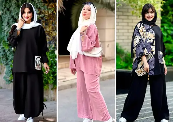 عکس ست بلوز شلوار دخترانه اسپرت بیرونی