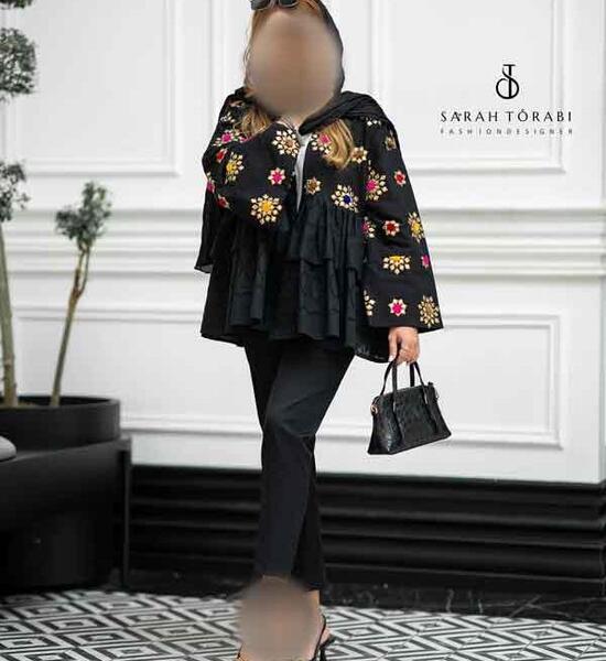 عکس مدل مانتو کرپ باربی مشکی جدید