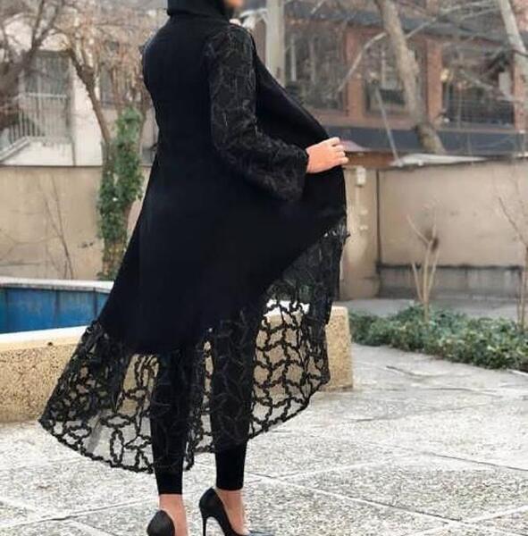 عکس مدل مانتو گیپور مشکی مجلسی