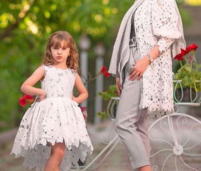 عکس لباس مجلسی دخترانه ست با مادر