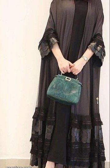 عکس مدل مانتو گیپور مشکی بلند