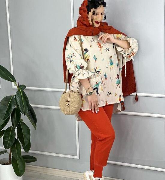 عکس مدل مانتو نخی گلدار جلو بسته