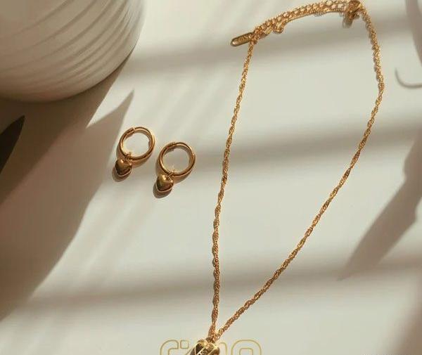 عکس نیم ست طلا دخترانه طرح قلب