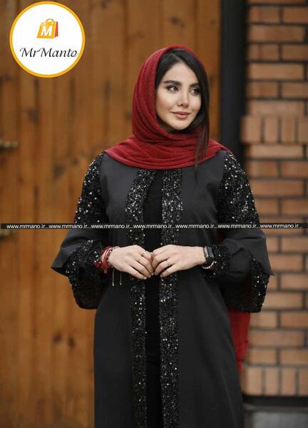 عکس مدل مانتو مجلسی بلند مشکی کرپ