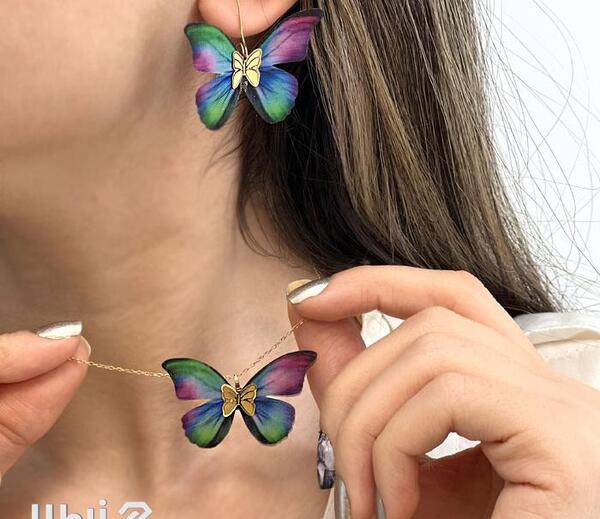 عکس نیم ست دخترانه طلا پروانه