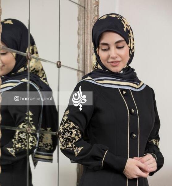 عکس مدل مانتو مشکی جدید ساده دکمه دار