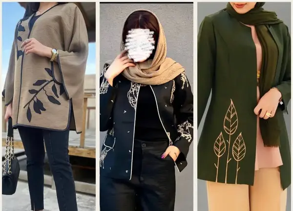 عکس مدل مانتو مشکی ترکیبی با گیپور