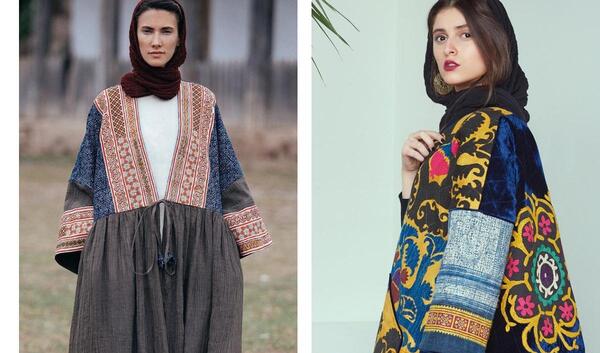 عکس مدل مانتو مشکی ترکیبی با پارچه سوزن دوزی