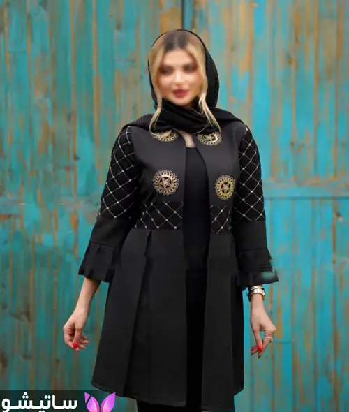 عکس مدل مانتو مشکی ترکیبی مجلسی
