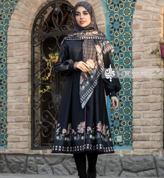 عکس مدل مانتو مشکی ترکیبی مجلسی