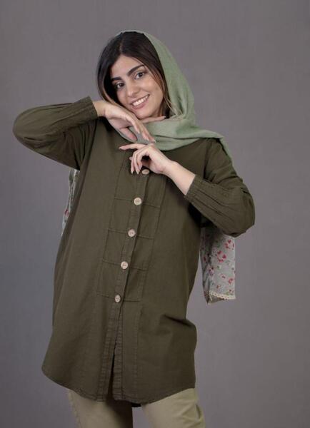 عکس مدل مانتو جدید با پارچه لنین طرح دار