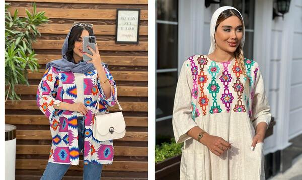 عکس مدل مانتو جدید با پارچه لنین طرح دار