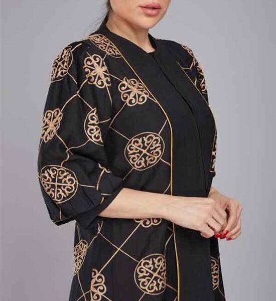 عکس مدل مانتو جدید حاشیه دار بلند
