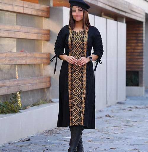 عکس مدل مانتو جدید حاشیه دار بلند