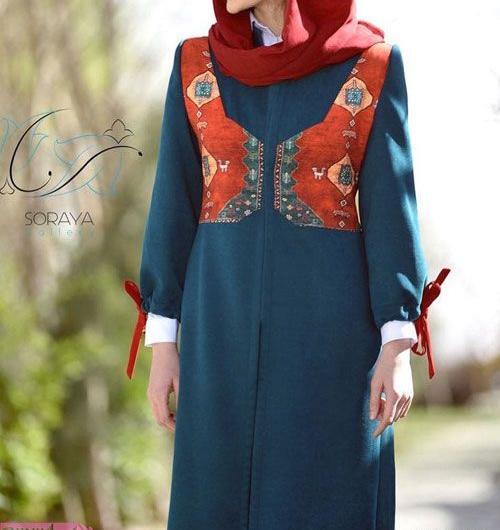 عکس مدل مانتو جدید سنتی حاشیه دار