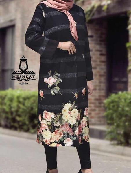 عکس مدل مانتو مشکی حاشیه دار جدید