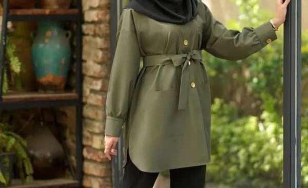 عکس مدل مانتو جدید دکمه دار بلند