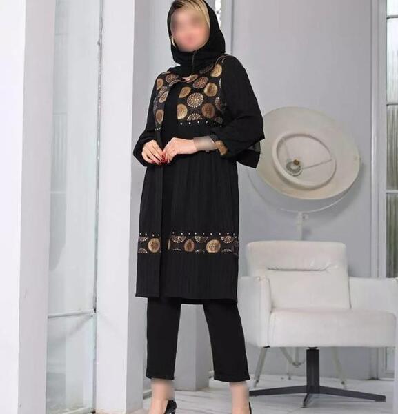 عکس مدل جدید مانتو دو رنگ شیک