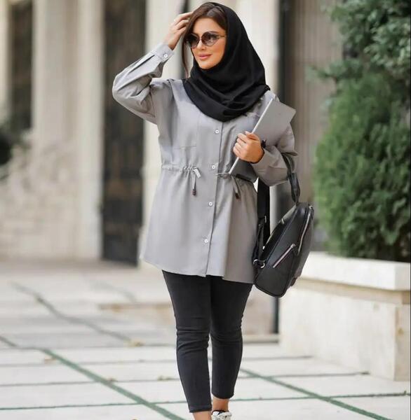 عکس مدل مانتو جدید پاییزه دو رنگ