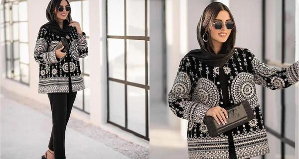 عکس مدل مانتو جدید دوتیکه سفید مشکی