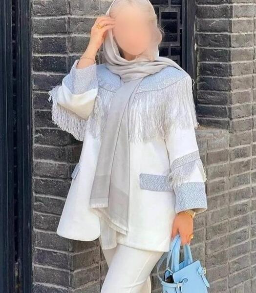 عکس مدل مانتو جدید دوتیکه سفید مشکی