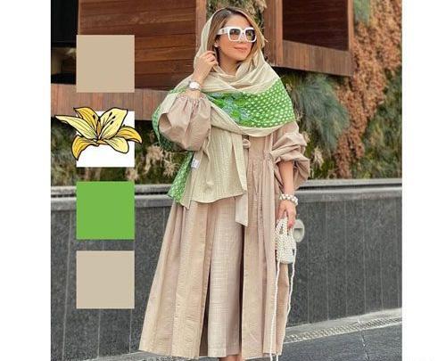 عکس مدل مانتو بلند کرمی جدید