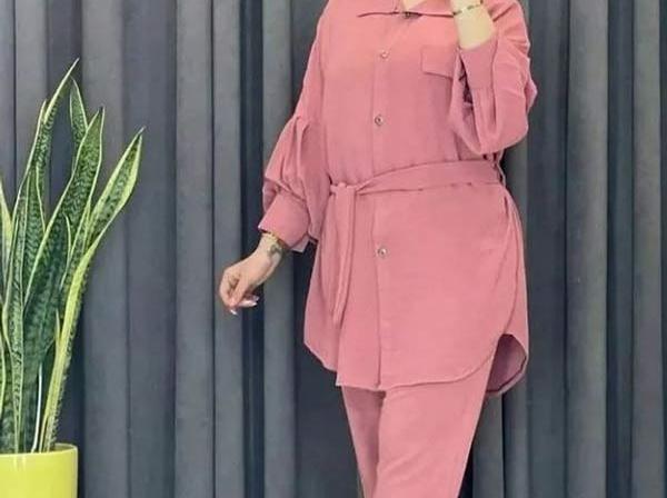 عکس مدل مانتو شلوار دخترانه با پارچه ابروبادی