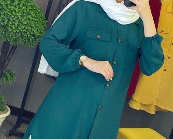 عکس مدل مانتو ابروبادی دکمه دار دخترانه
