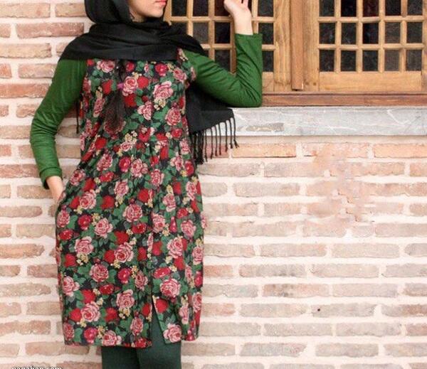 عکس مدل مانتو گلدار دخترانه شیک