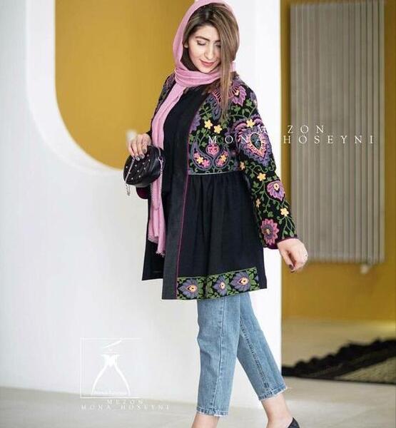 عکس مدل مانتو دخترانه با پارچه نخی گلدار