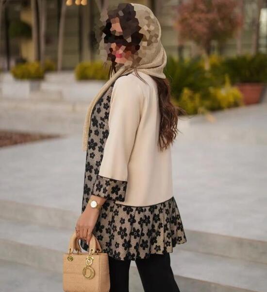 عکس مدل مانتو دخترانه با پارچه نخی گلدار