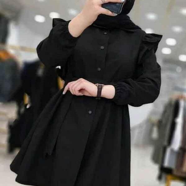 عکس مدل مانتو دخترانه کوتاه مشکی برای محرم