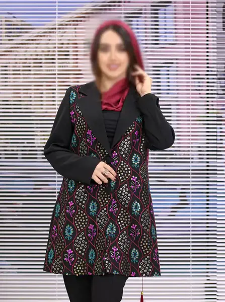 عکس مدل مانتو دخترانه با پارچه طرح دار