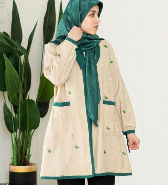 عکس مدل مانتو دخترانه با پارچه لنین طرح دار