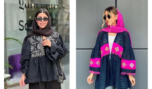 عکس مدل مانتو نخی طرح دار دخترانه