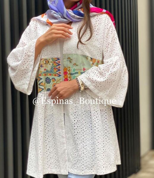 عکس مدل مانتو دخترانه خامه دوزی سفید