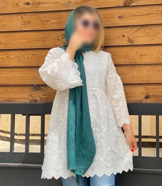 عکس مدل مانتو دخترانه خامه دوزی سفید