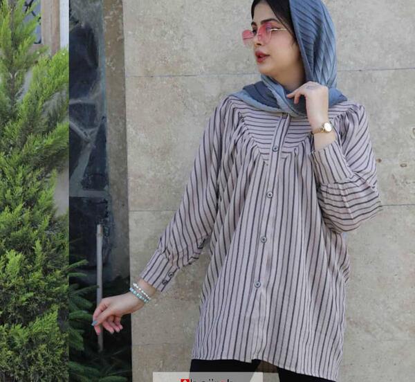 عکس مدل مانتو دخترانه پارچه راه راه