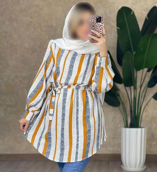 عکس مدل مانتو دخترانه پارچه راه راه