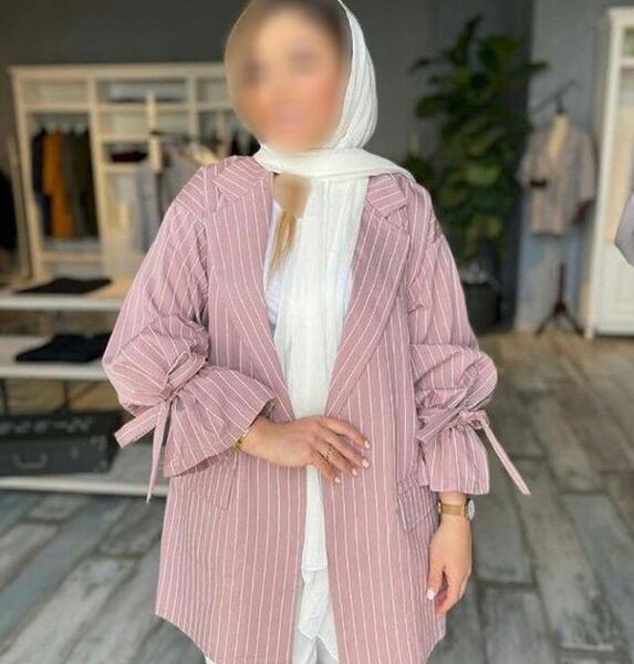 عکس مدل مانتو دخترانه با پارچه لنین راه راه